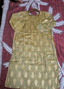 Elegant Golden Kurta pant dupatta Set