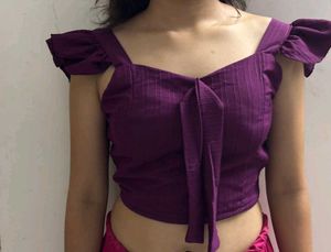 Ruffled Purple Crop Top