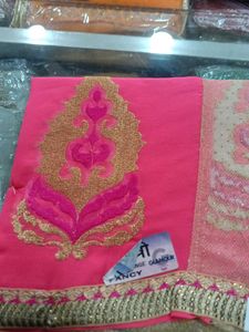 Pink Embroidered Saree