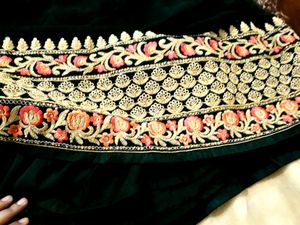 Bottle Green Heavy Ethnic Gown (Comes With Heav