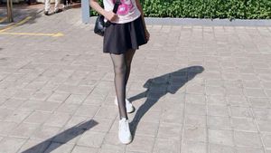 Mini Black Skirt With Stocking