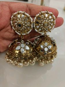 Mirror and pearl Jhumka