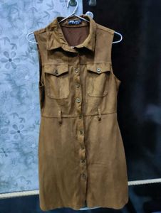 Brown Sleeveless Mini Dress