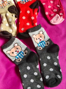 Cute Bear Socks - Set of 6 (3 To 7 Age)