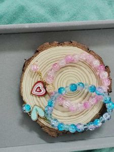 Beaded Heart Charm Bracelet Set