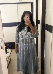 Grey Embroidered Kurti