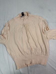 Cream High Neck Top