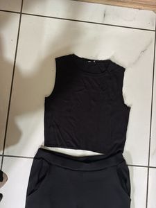 Black Crop Top &amp; Wide Leg Set