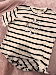 Striped Bunny Graphic Tee with knot