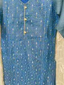 Elegant Blue Embroidered Kurta
