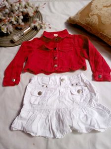 V, Beautiful Baby Girl Dress Red Jacket Nd, Skirt