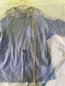 Blue Floral Lace Top