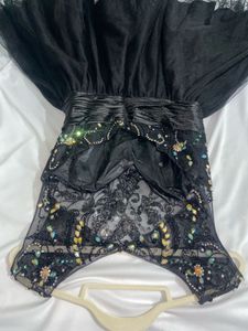 Black Stone Embellished Cocktail Short Dress