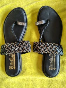 Combo Of 2 Flats Sandals And One Sling Bag