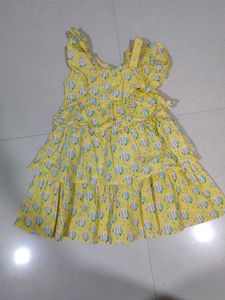 Yellow Print Ruffle Dress