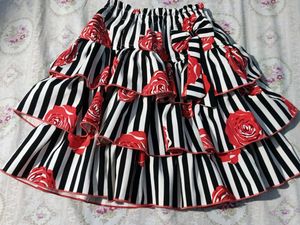 Red And Black Layered skirt.