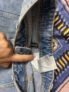 Button-Front Denim Mini Skirt