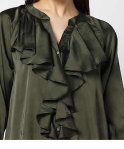 Elegant Olive Ruffle Blouse