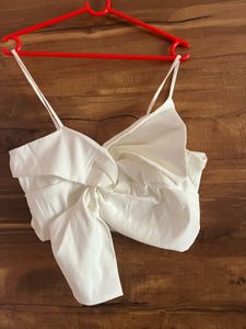 Zara White Bow Detail Top