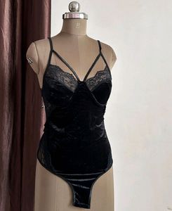 Black Velvet &amp; Lace Bodysuit