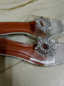 JM Looks Clear Strap Embellished Sandals