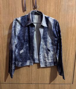Tie-Dye Aesthetic Cool Denim Jacket Size:- M