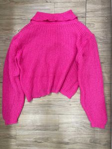 Hot Pink Knit Crosia Top