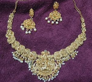 2 South Indian Temple Jewellery With Pearl Work
