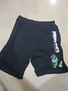Black Graphic Print Shorts