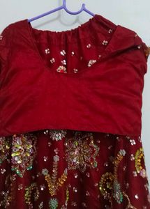 Embroidered Maroon Lehenga