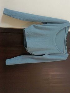 Zudio Blue Full Handed TshirtStretch Ribbed Cotton