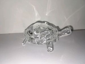 Glass Crystal Turtle Tortoise with Plate