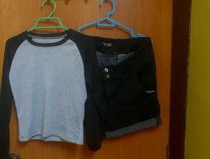 Tee &amp; Denim Shorts Set