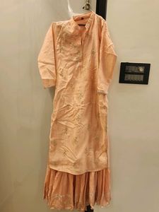Peach Embroidered One Piece Kurti