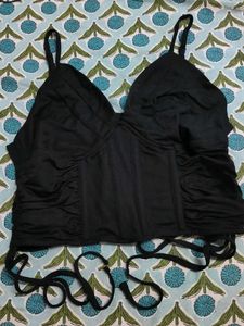 Black Corset Style Tank Top
