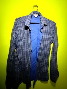 2 Side Wearable Blue Check Shirt Size Medium
