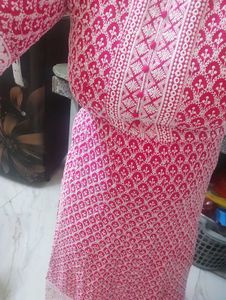Pink Embroidered Kurta frock