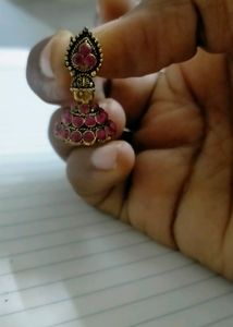 Cute little jhumka in magenta colour