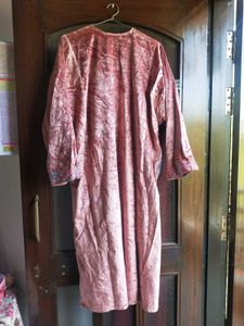 Silk Velvet Phiran from Kashmir, Embroidered