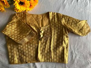 Gold Brocade Blouse - Button Front