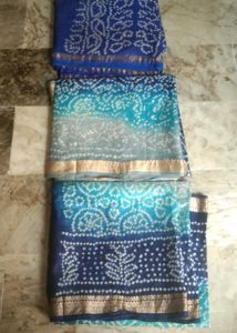 3Brand New bandhani cotton silk saree Set