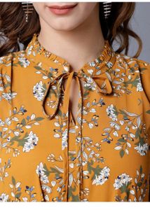 Tokyo Talkies Women Mustard Colour Frilled Gown
