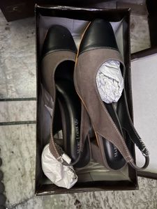 Marc loire Grey Block Heel Slingbacks