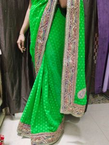 Green Embellished Saree
