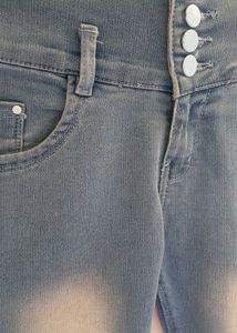 Light Blue White Patch Slim Fit Jeans