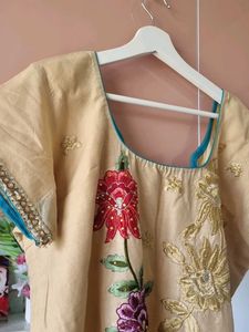 Embroidery Beautiful Cotton Straight Kurti 😍