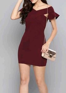 Burgundy Off-Shoulder Mini Dress