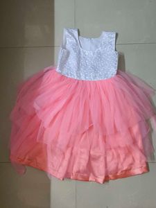 Elegant Pink And White Girls Dress