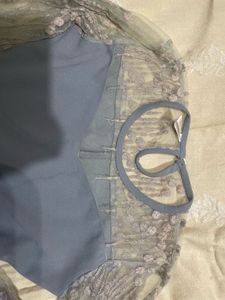 Grey Lace Detail Top