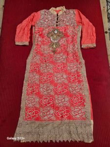 PEACH KURTI SUIT SET